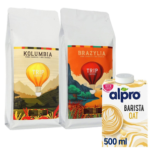 ZESTAW - Kawa ziarnista Trip Coffee Brazylia 1kg + Trip Coffee Kolumbia 1kg + ALPRO Barista Oat - Owsiany 500 ml